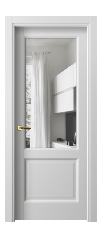 Межкомнатная дверь Галант 1422 Матовый белоснежный Прозрачное стекло Цена 55020 ₽ | Volhovec