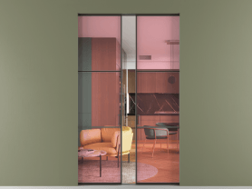 Алюминевая перегородка АЛПР 040.03 МАН ПРОЗ РОЗ. Цвет Алюминий антрацит. Материал Алюминий в эмали. Коллекция Перегородка Формато скрытый пенал 2 створки. Картинка.