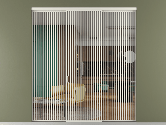 Алюминевая перегородка vn2_06 Crystalvision БЕЛ. Цвет Алюминий Белый. Материал Алюминий. Коллекция Перегородка Formato внутри проёма 3 створки. Картинка.