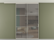 Перегородка Формато вдоль стены на потолок 2 створки с синхронным механизмом