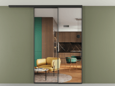 Перегородка Formato вдоль стены на потолок 2 створки с синхронным механизмом